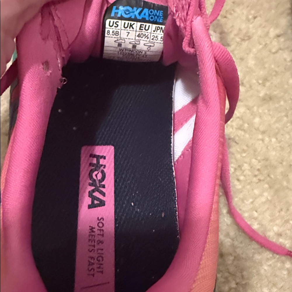 Hoka One Pink and Teal Athletic Shoes - Picture 3 of 4